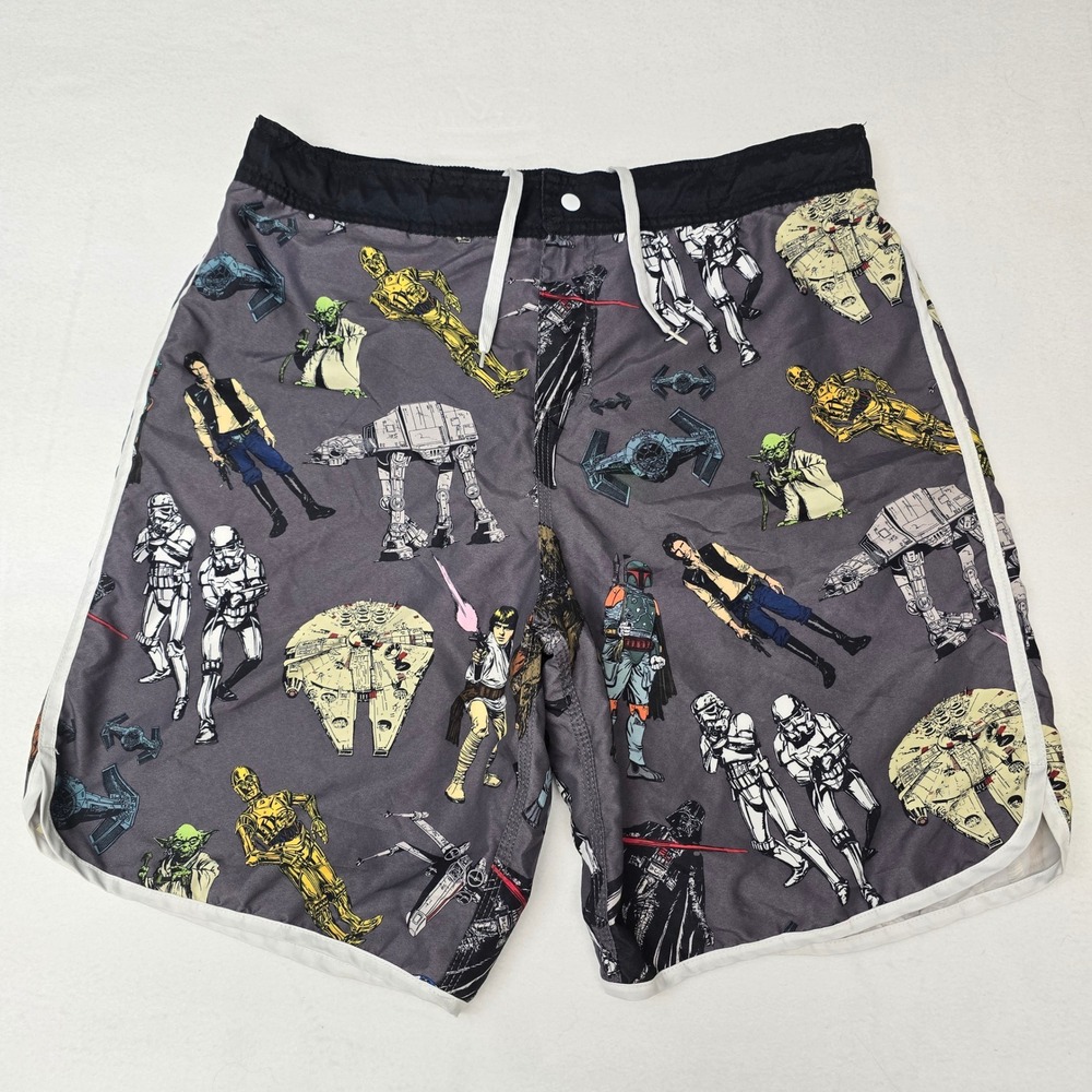 Star Wars Mens Swim Trunks Gray Mesh Lined Shorts 2XL Darth Vader Beach Summer